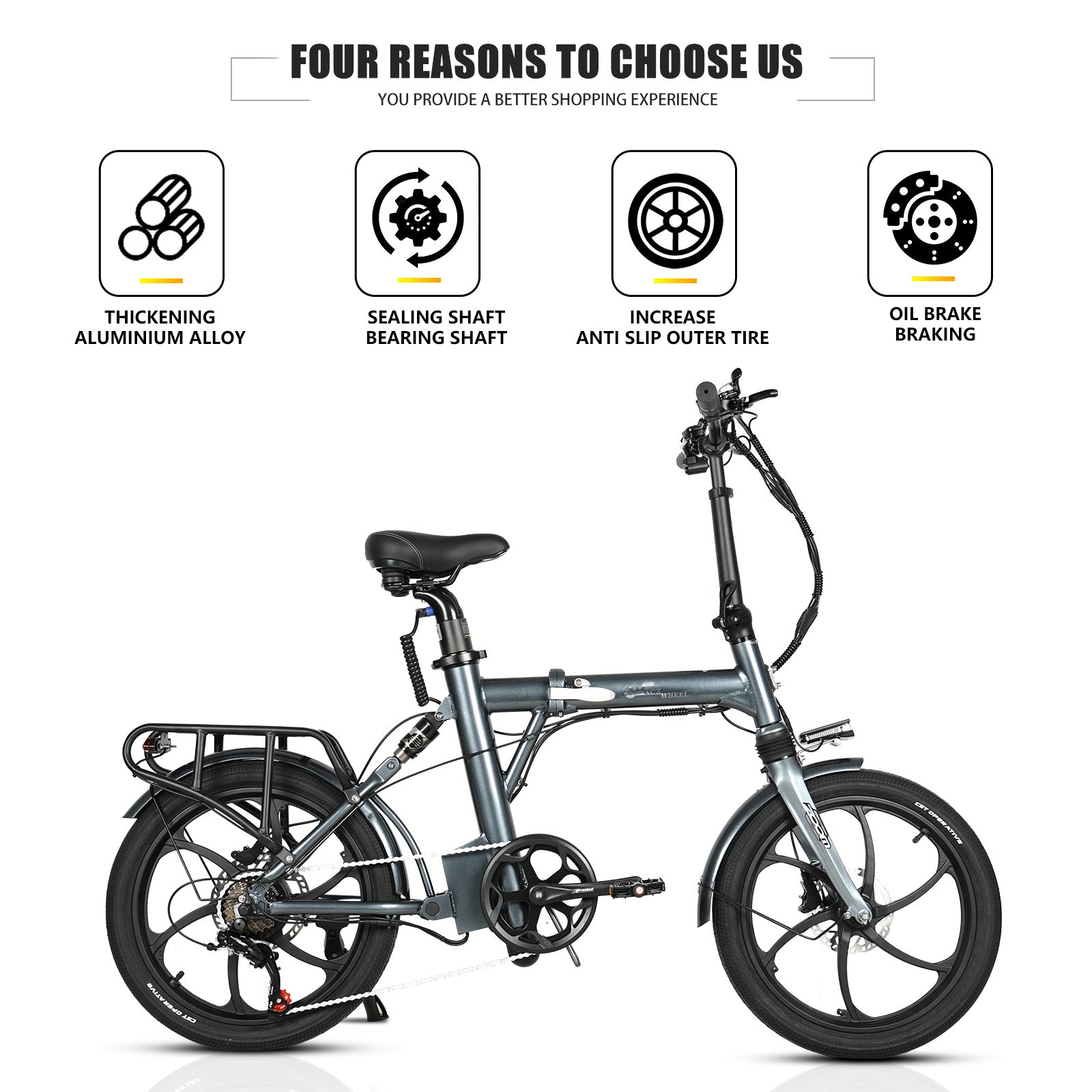 EM20 250W Full Suspension Folding EBike, 36V 12Ah/432Wh Battery, 20