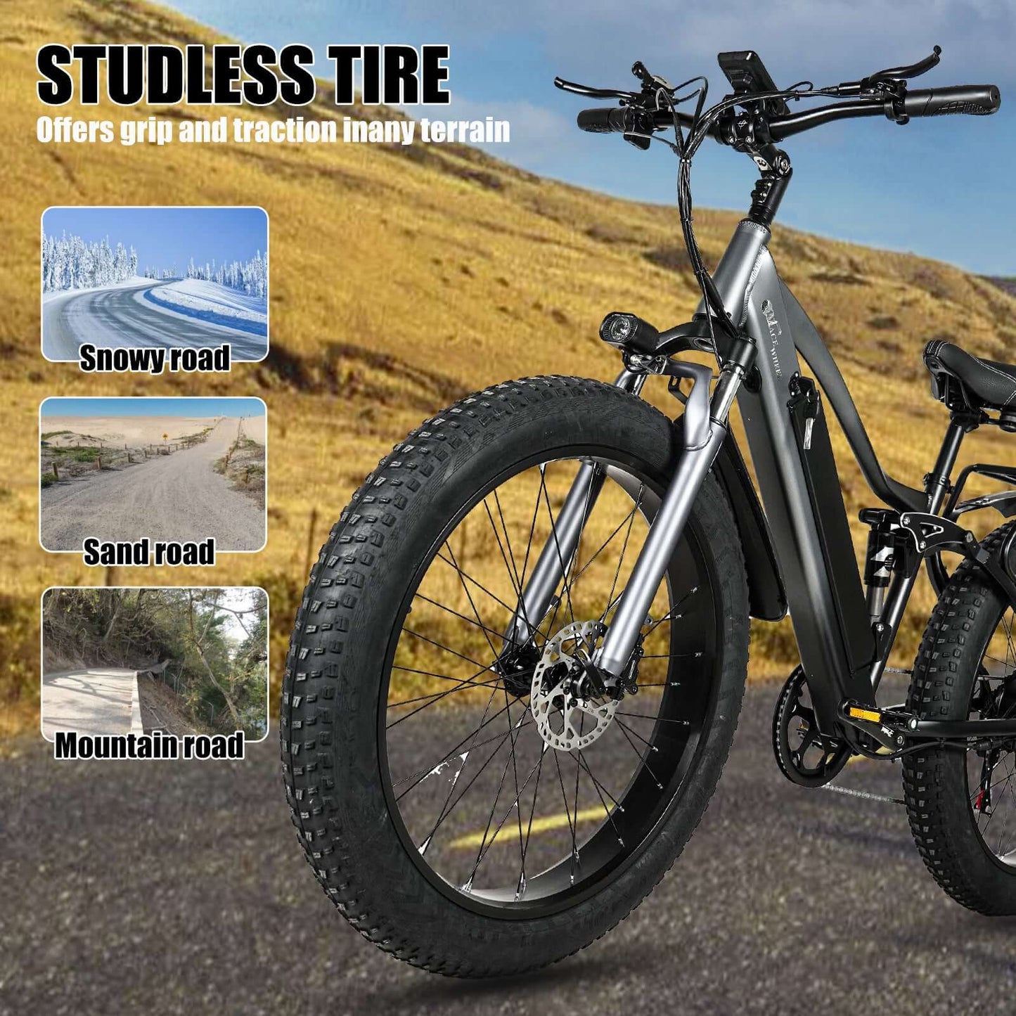 TP26 750W Full Suspension Fatbike Electric Bikes, 48V 17Ah Battery