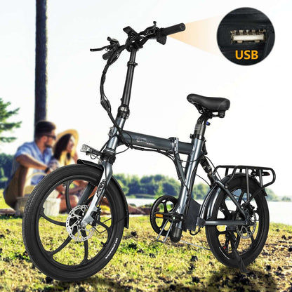 EM20 250W Full Suspension Folding EBike, 36V 12Ah/432Wh Battery, 20"×2.25 Electric Bike