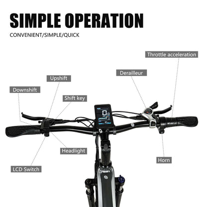 TP26 750W Full Suspension Fatbike Electric Bikes, 48V 17Ah Battery