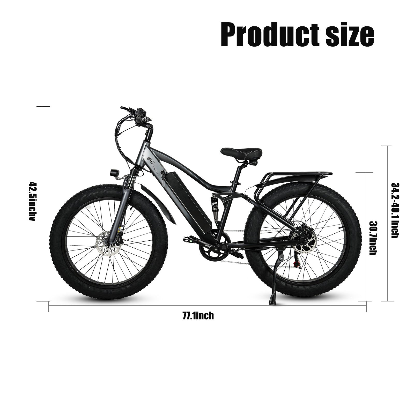 TP26 750W Full Suspension Fatbike Electric Bikes, 48V 17Ah Battery